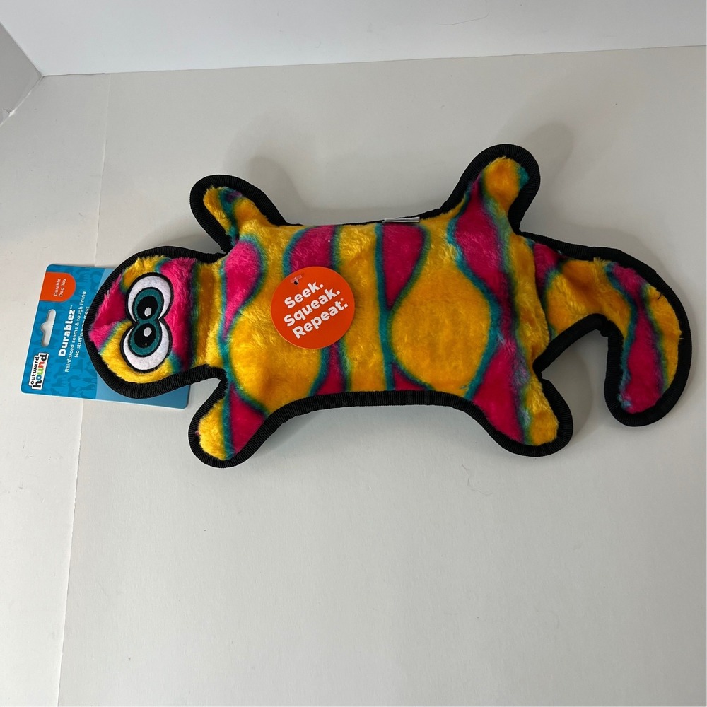 Outward Hound Invincibles Orange Gecko Plush Dog‎ Toy L NIP